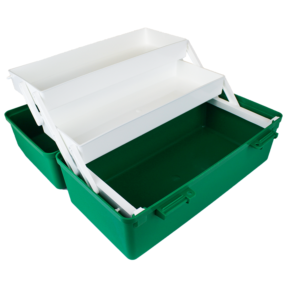 AEROCASE Green Plastic Tacklebox with 2 Trays 20 x 40 x 23cm