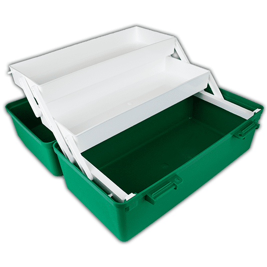 AEROCASE Green Plastic Tacklebox with 2 Trays 20 x 40 x 23cm