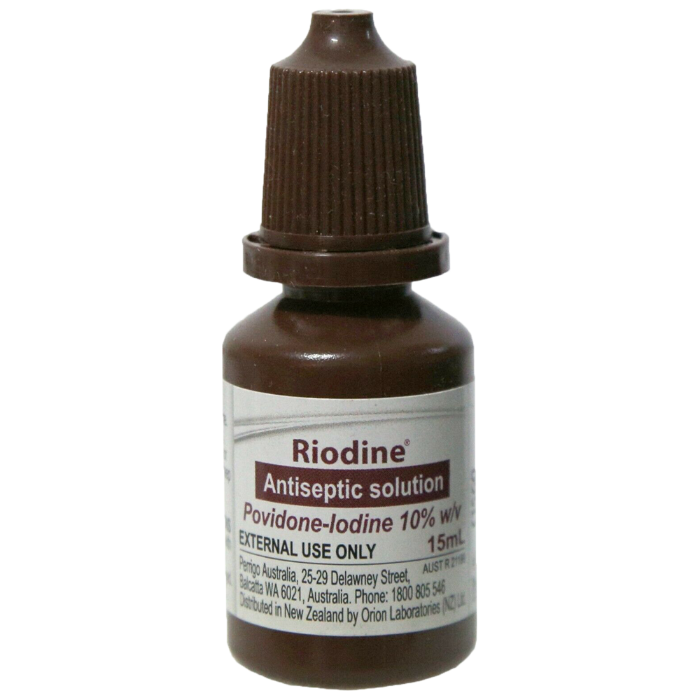 RIODINE 10% Povidone Iodine Solution 15ml Dropper bottle 12 Pack