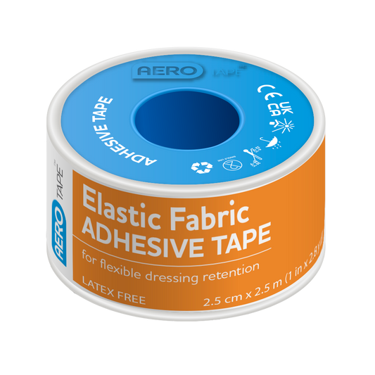 AEROTAPE Elastic Fabric Adhesive Tape 2.5cm x 2.5M Pack of 36