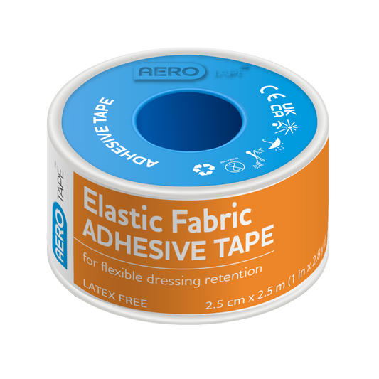 AEROTAPE Elastic Fabric Adhesive Tape 2.5cm x 2.5M Pack of 6