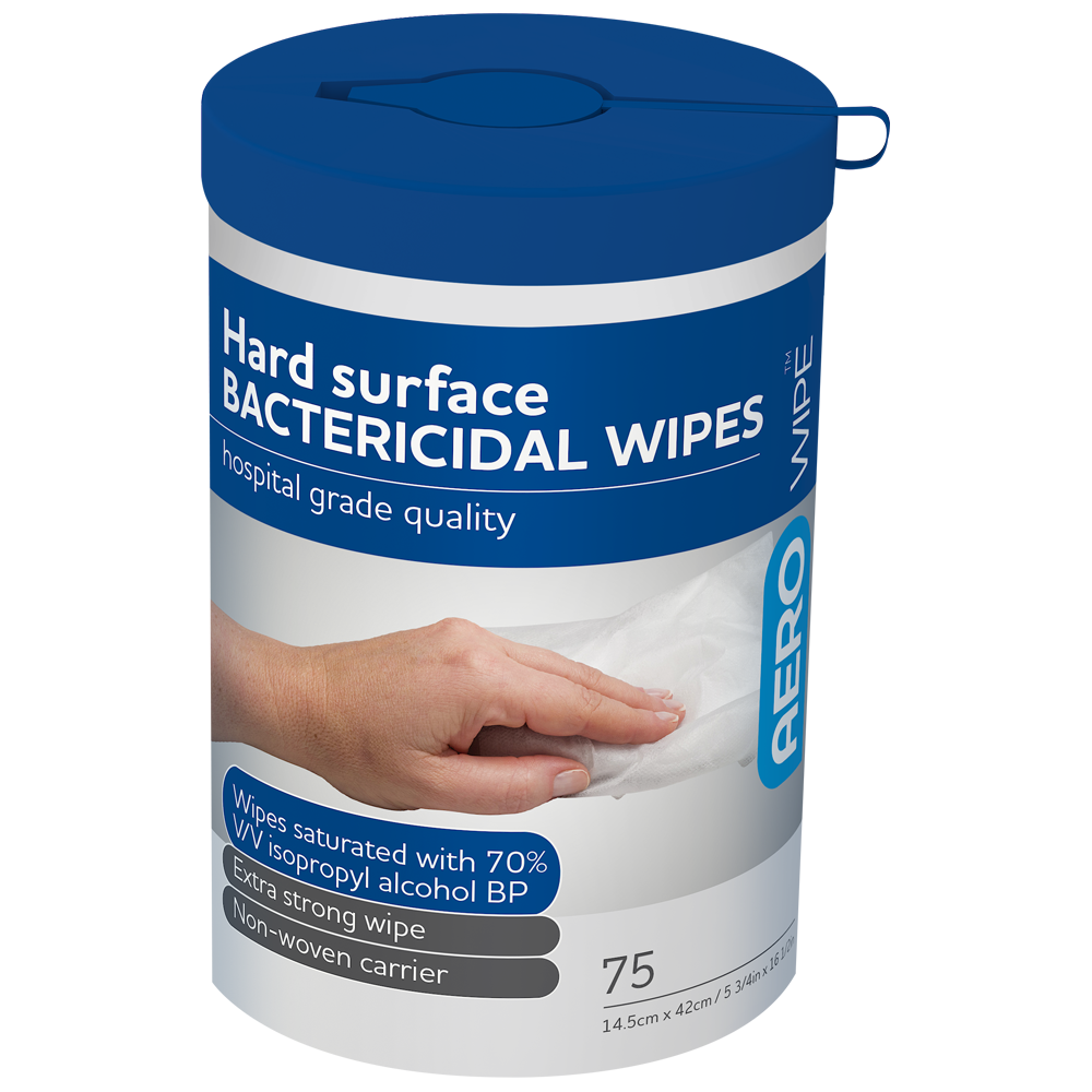 AEROWIPE 70% Isopropyl Alcohol Hard Surface Wipes Tub of 75
