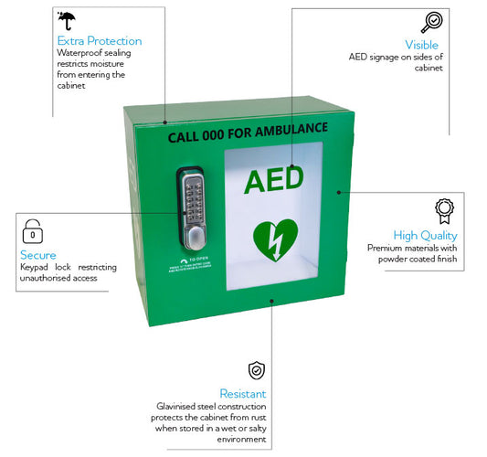 CARDIACT Alarmed Outdoor AED Cabinet with Lock