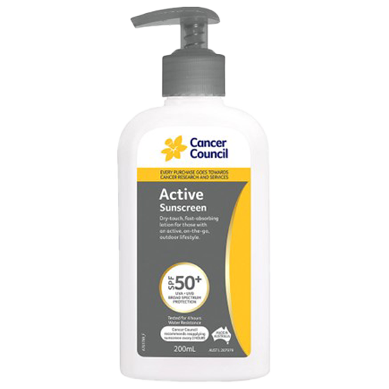 CANCER COUNCIL SPF50+ Active Sunscreen Pump 200mL 24 Pack