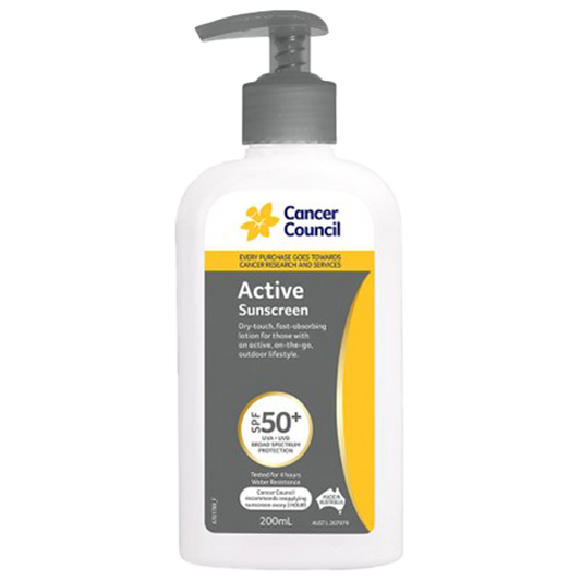 CANCER COUNCIL SPF50+ Active Sunscreen Pump 200mL 24 Pack
