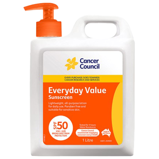 CANCER COUNCIL SPF50 Everyday Value Sunscreen Pump 1L 6 Pack