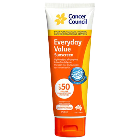 CANCER COUNCIL SPF50 Everyday Value Sunscreen Tube 250mL 24 Pack