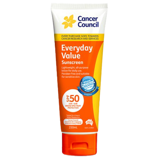 CANCER COUNCIL SPF50 Everyday Value Sunscreen Tube 250mL 24 Pack