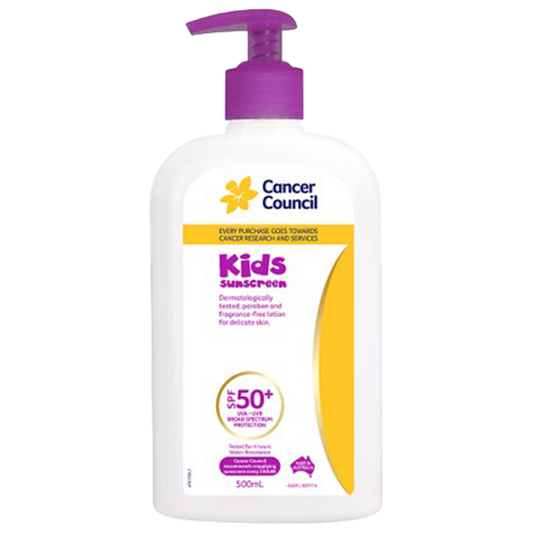 CANCER COUNCIL SPF50+ Kids Sunscreen Pump 500mL 12 Pack