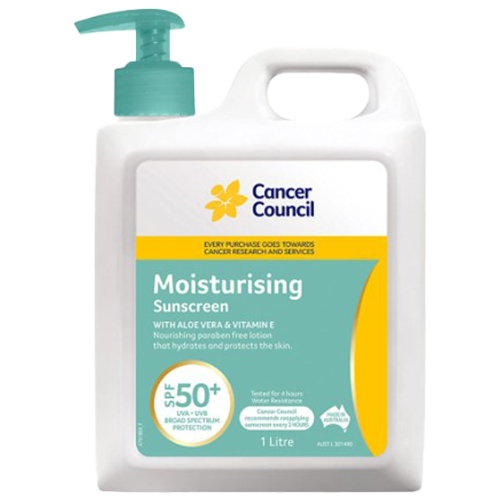 CANCER COUNCIL SPF50+ Moisturising Sunscreen Pump 1L 6 Pack