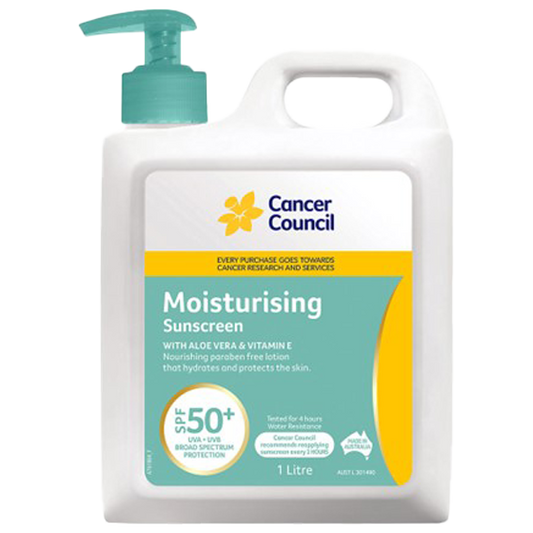 CANCER COUNCIL SPF50+ Moisturising Sunscreen Pump 1L 6 Pack
