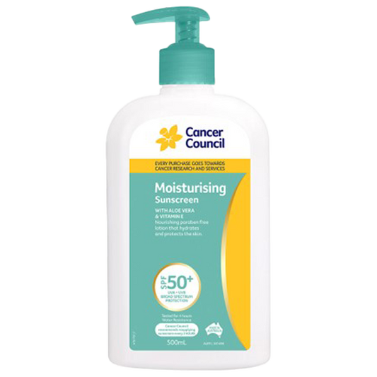 CANCER COUNCIL SPF50+ Moisturising Sunscreen Pump 500mL 12 Pack