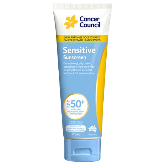 CANCER COUNCIL SPF50+ Sensitive Sunscreen Tube 110mL 24 Pack