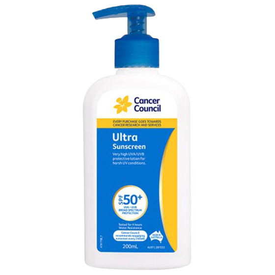 CANCER COUNCIL SPF50+ Ultra Sunscreen Pump 200mL 24 Pack