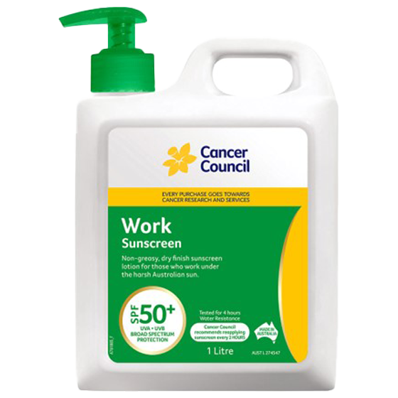 CANCER COUNCIL SPF50+ Work Sunscreen Pump 1L 6 Pack