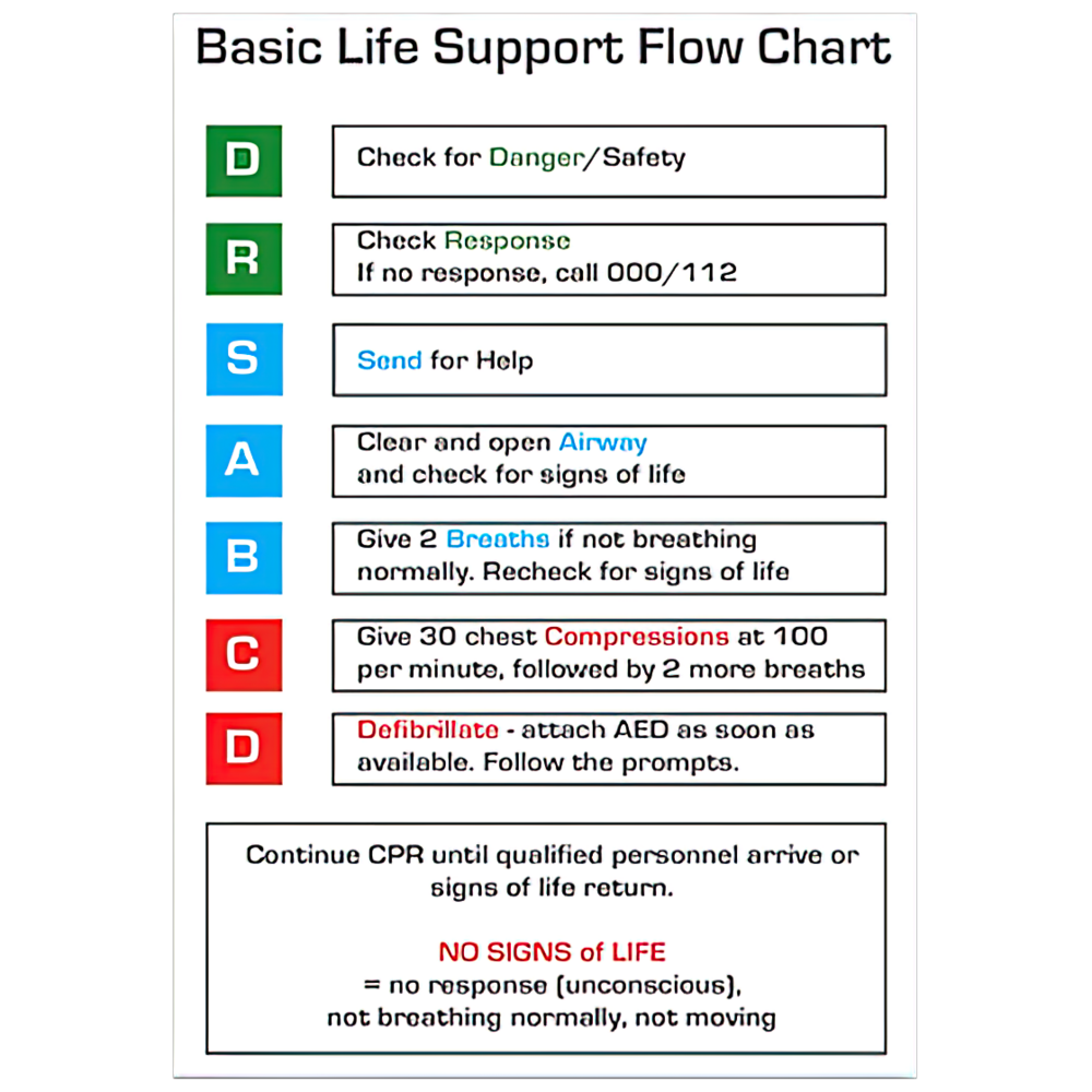 AEROGUIDE CPR Flow Chart Card 10 x 14cm 100 Pack