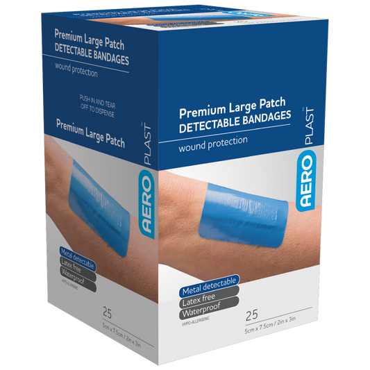 AEROPLAST Premium Detectable Large Patch 7.5 x 5cm - 12 x Boxes of 25