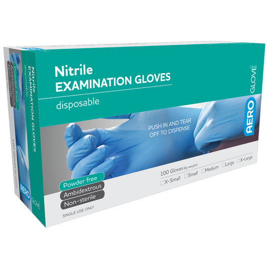 AEROGLOVE Nitrile Powder-Free Disposable Gloves Box of 100