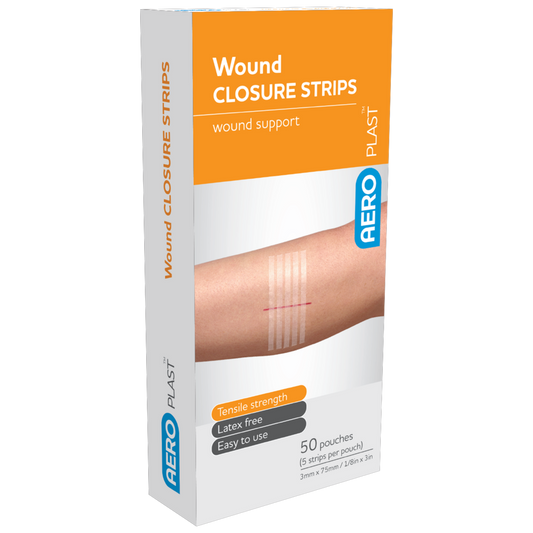 AEROPLAST Wound Closure Strips 3 x 75mm Box of 50 (5 strips/card)