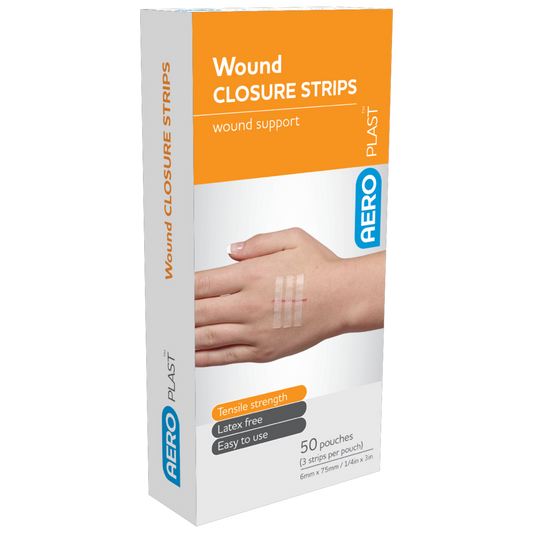 AEROPLAST Wound Closure Strips 6 x 75mm Box of 50 (3 strips/card)