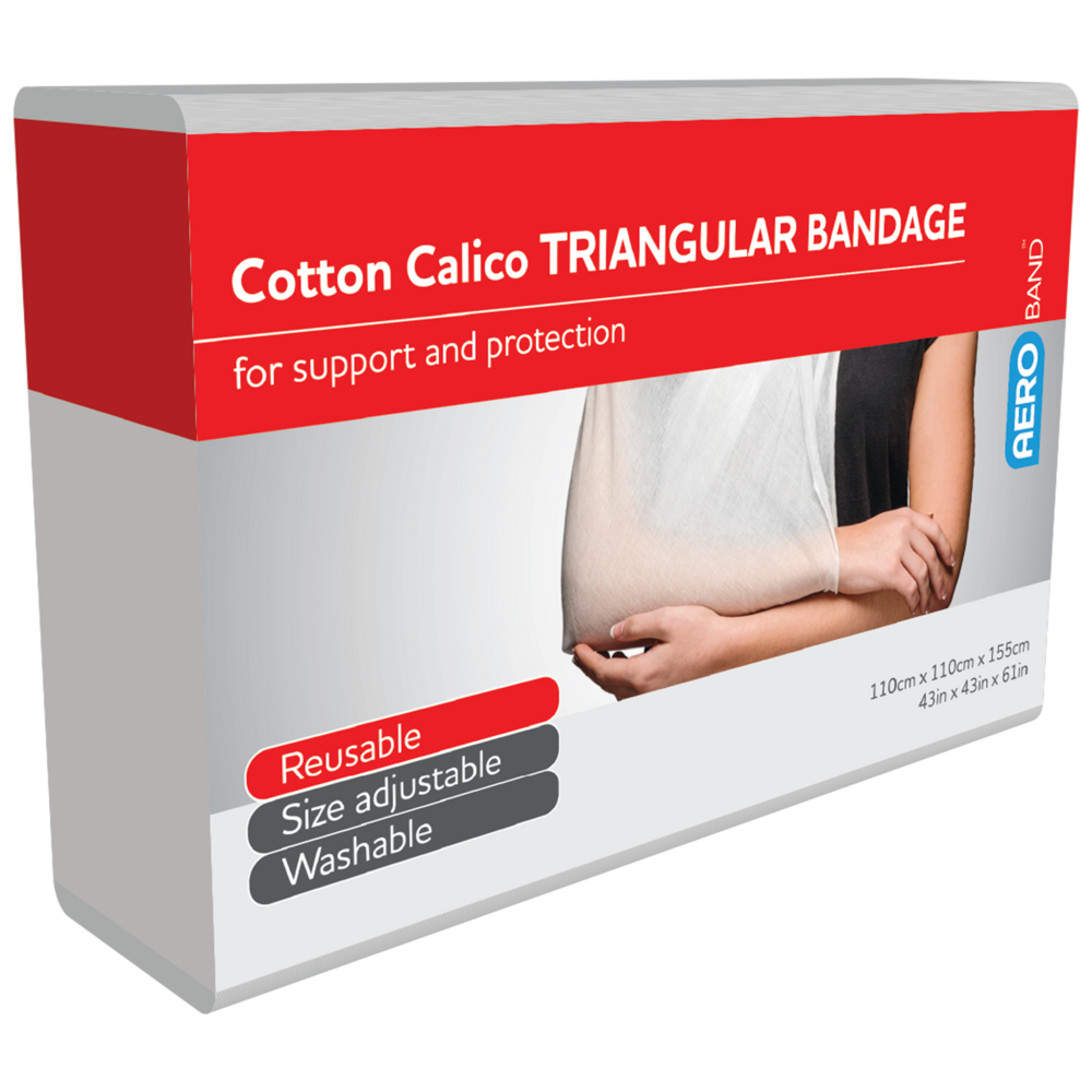 AEROBAND Cotton Calico Triangular Bandage 110 x 110 x 155cm Bag of 10