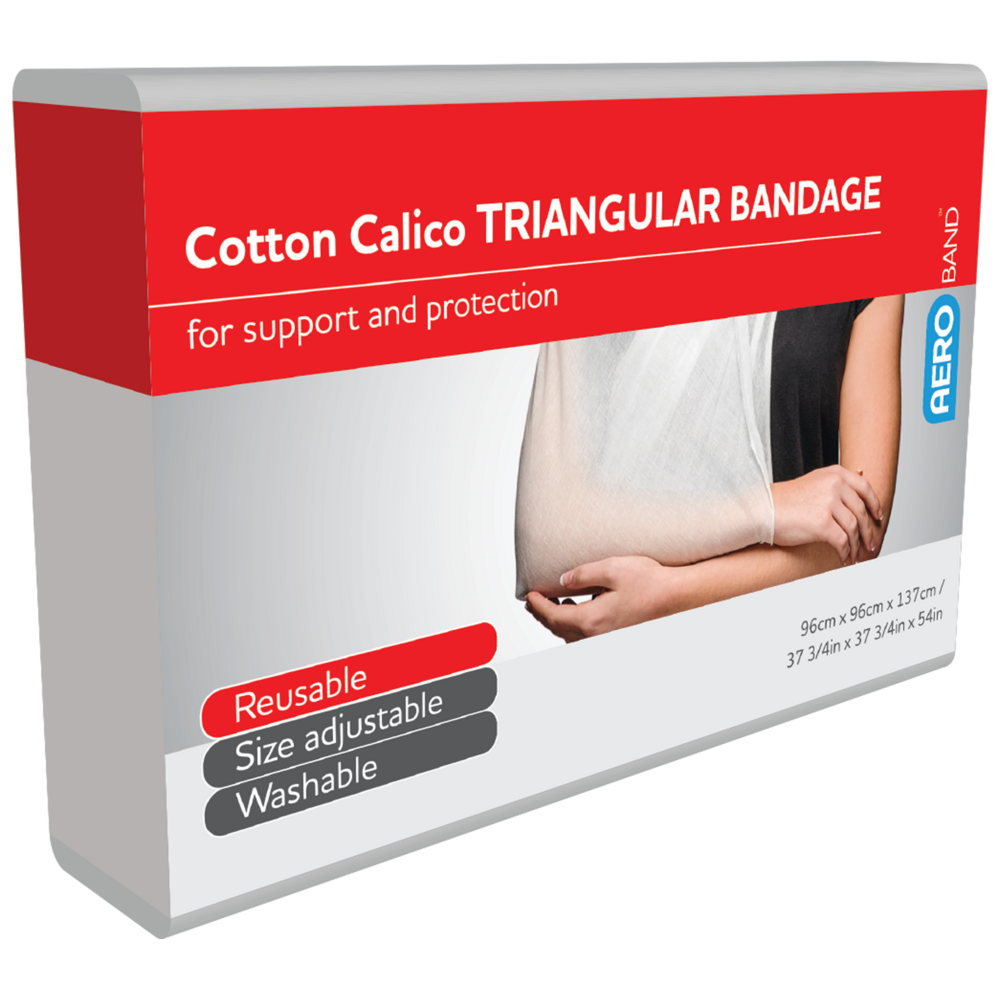 AEROBAND Cotton Calico Triangular Bandage 96 x 96 x 137cm Bag of 10