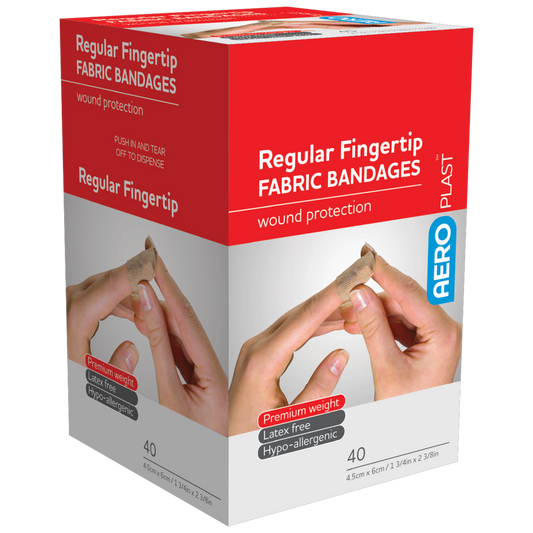 AEROPLAST Premium Fabric Regular Fingertip Dressings 6 x 4.5cm - 12 x Boxes of 40