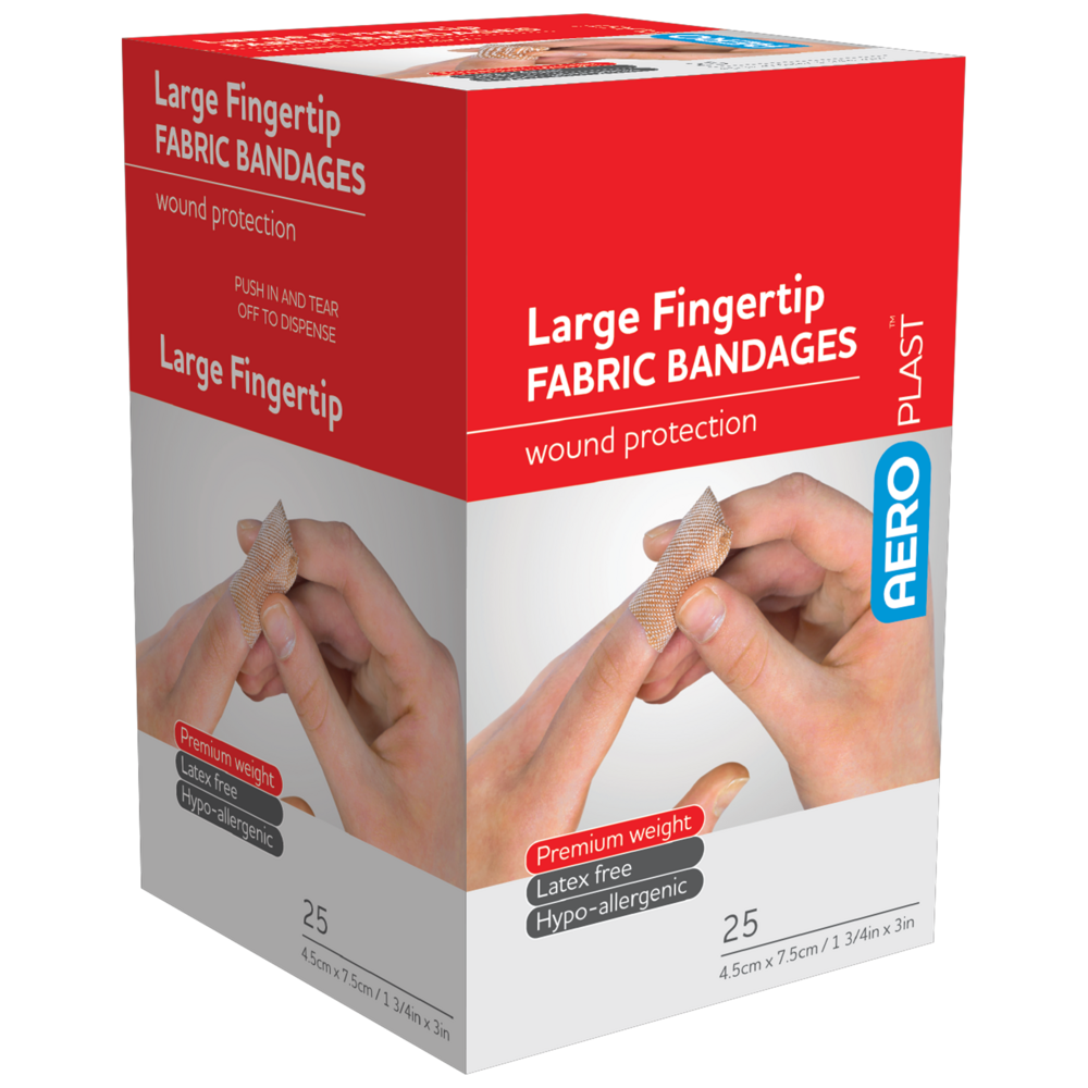 AEROPLAST Premium Fabric Large Fingertip 7.5 x 4.5cm - 12 x Boxes of 25