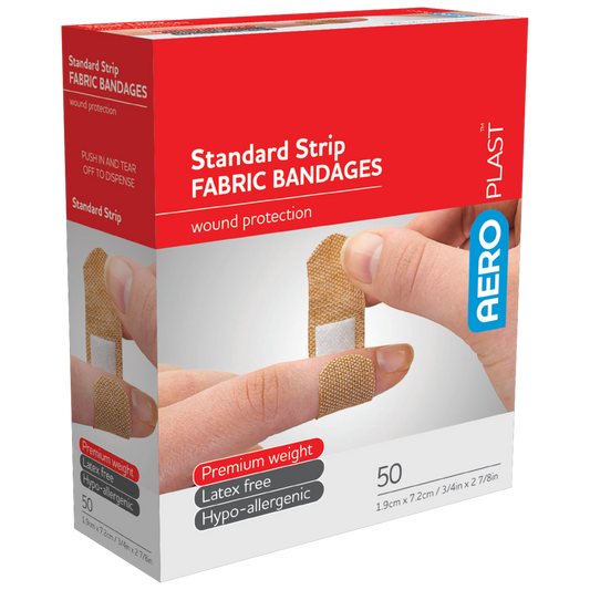 AEROPLAST Premium Fabric Standard Strip 7.2 x 1.9cm - 12 x Boxes of 100
