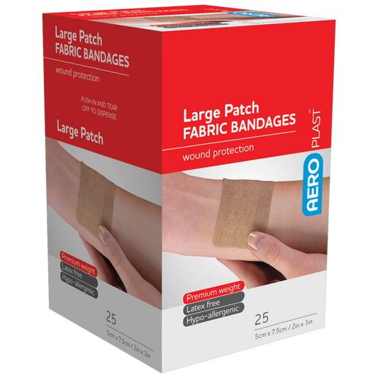 AEROPLAST Premium Fabric Large Patch 7.5 x 5cm - 12 x Boxes of 25