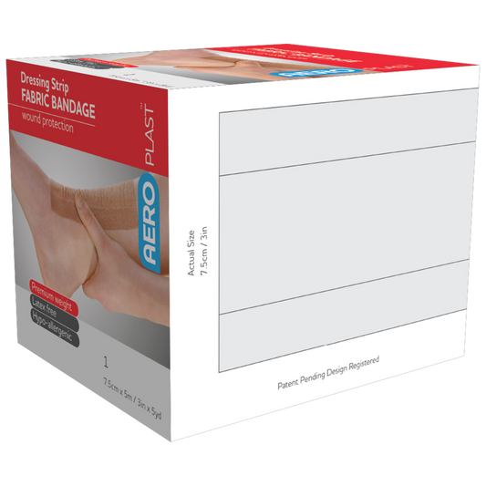AEROPLAST Premium Fabric Dressing Strip 7.5cm x 5M 4 Pack