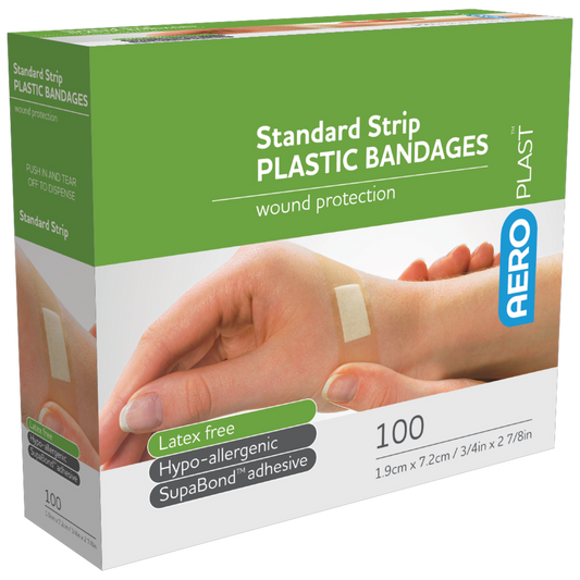 AEROPLAST Plastic Standard Strip 7.2 x 1.9cm - 12 x Boxes of 100