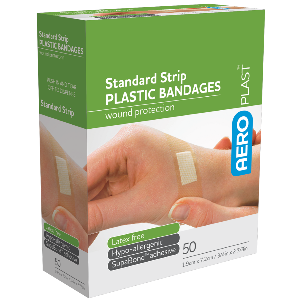 AEROPLAST Plastic Standard Strip 7.2 x 1.9cm - 12 x Boxes of 50