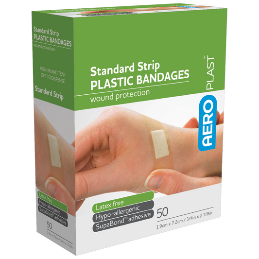 AEROPLAST Plastic Standard Strip 7.2 x 1.9cm - 12 x Boxes of 50