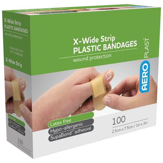 AEROPLAST Plastic X-Wide Strip 7.5 x 2.5cm - 12 x Boxes of 100