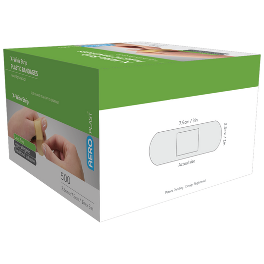 AEROPLAST Plastic X-Wide Strip 7.5 x 2.5cm - 4 x Boxes of 500