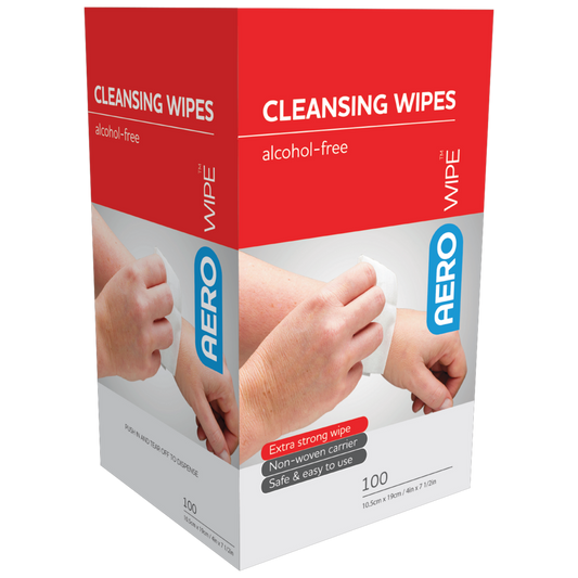 AEROWIPE Alcohol-Free Cleansing Wipes Box of 100