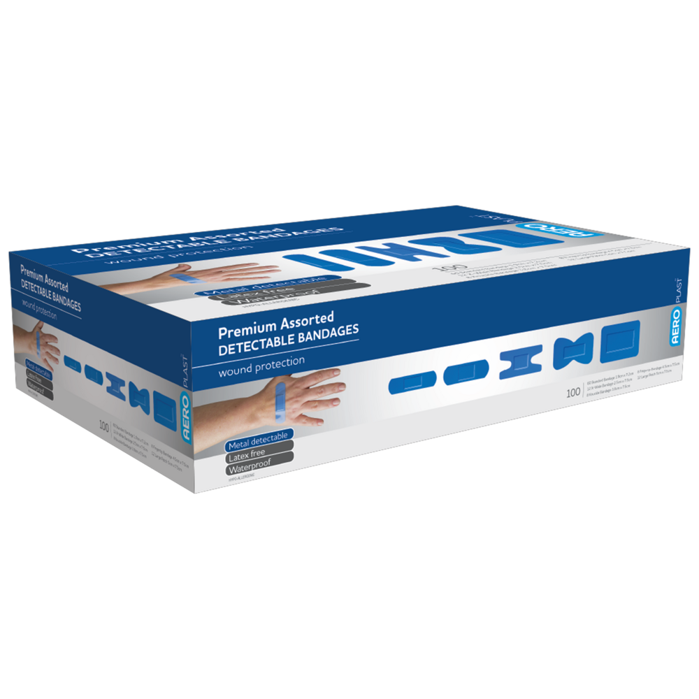 AEROPLAST Premium Detectable Assorted Dressings - 12 x Boxes of 100