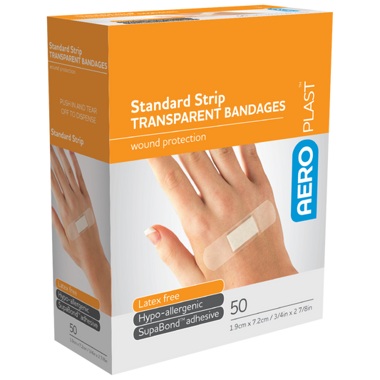 AEROPLAST Transparent Standard Strip 7.2 x 1.9cm - 12 x Box of 50