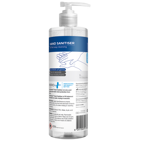 AEROCLEANSE 70% Alcohol Hand Sanitiser Pump Bottle 1L